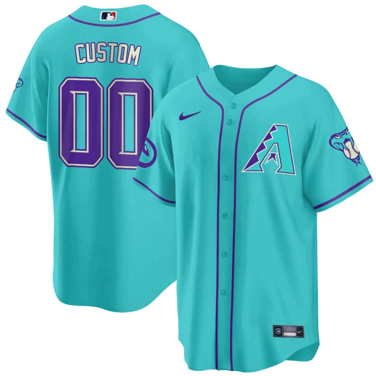 Men Arizona Diamondback Light Blue Nike 2024 Teal Purple Custom MLB Jersey style 2->customized nfl jersey->Custom Jersey